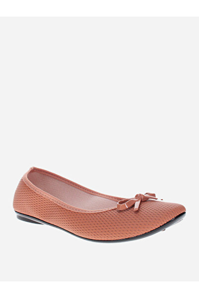 Moleca Textured Pointed Toe Ballerinas with Bow Detail