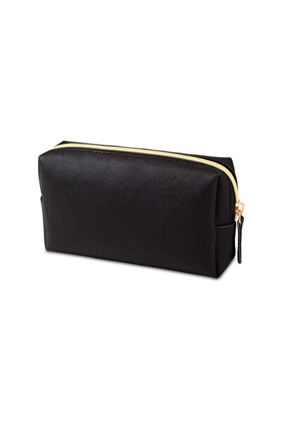 Choice حقيبة أدوات تجميل صغيرة الحجم من جلد الصناعي الأسود، قطعة واحدة، مقاوم...