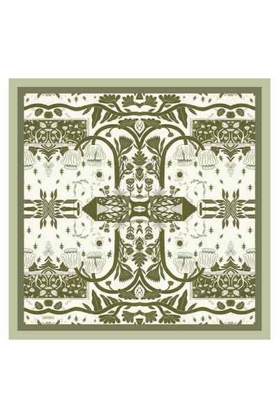 Arancia Eșarfă verde 90X90 din mătase twill