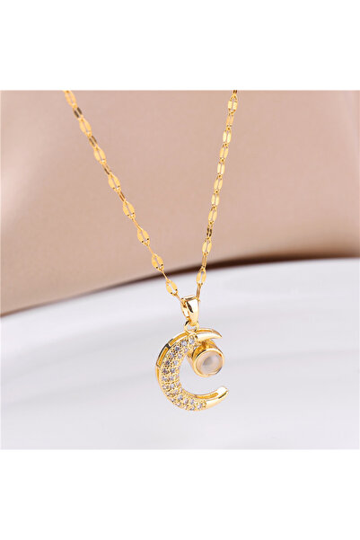 Choice 6027 moon Korean Fashion Cute Crystal Moon Pendant Necklace For Women ...