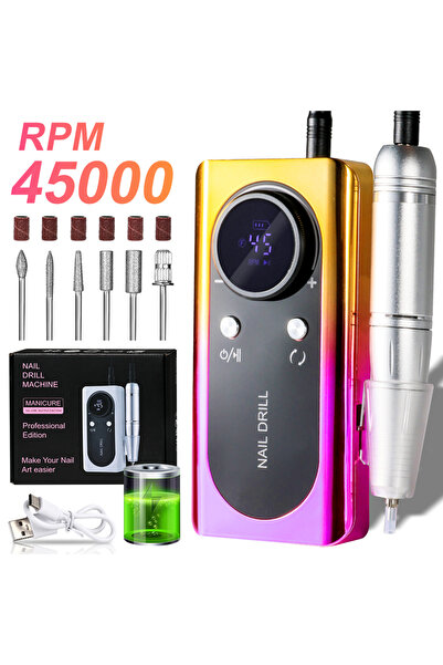 Choice4 مبرد أظافر كهربائي احترافي رمادي فاتح، 45000 دورة في الدقيقة، قابل لإ...