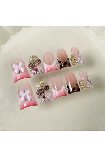 Choice1 10 قطع من الأظافر الاصطناعية المصنوعة يدوياً على شكل منقار البط، أظاف...