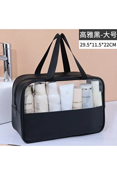 Choice11 حقيبة مكياج شفافة سوداء للنساء، حقيبة سفر محمولة لمستحضرات التجميل، ...