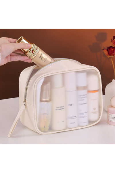 choice2 حقيبة مكياج كبيرة متعددة الوظائف شبه شفافة، قطعة واحدة، حقيبة تخزين م...