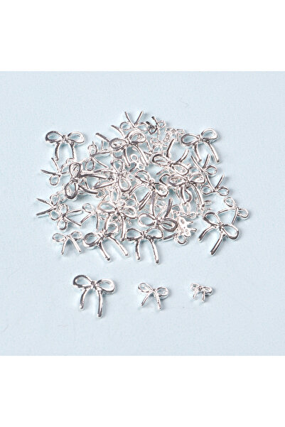 Choice 50PCS-DMIX-258 50pcs Mix Size Silver Bow Korea Style Nail Art Charms 3...