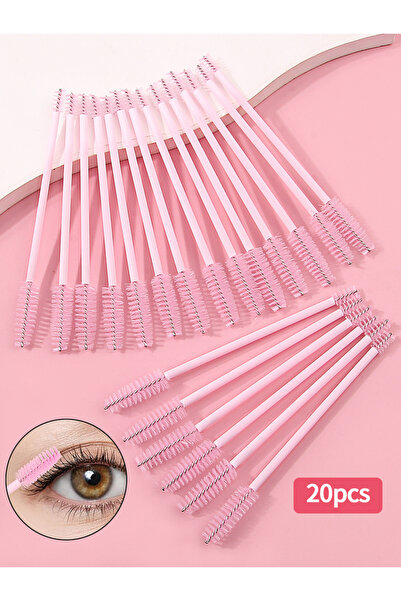 Choice1 Nylon Pink 20pcs Flexible Double Ended Eyelash Brushes Eyebrow Brush ...