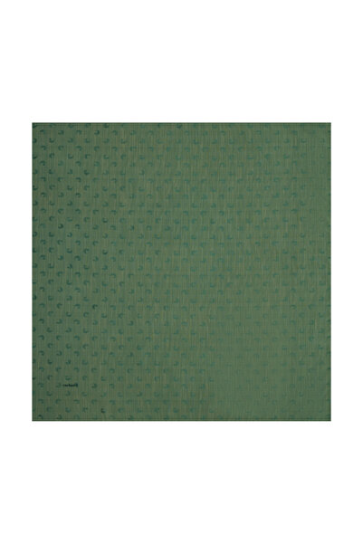 Cacharel Green 90X90 B. Silk Cotton Jacquard Scarf with Logo