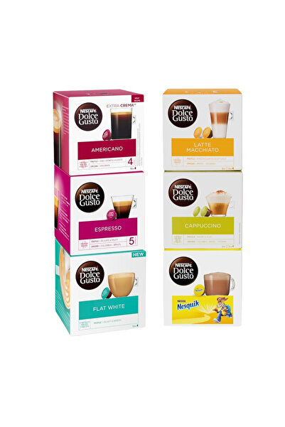 dolce gusto مجموعة كبسولات نسكافيه 96 كبسولة | تشكيلة متنوعة من 6 نكهات | كبس...