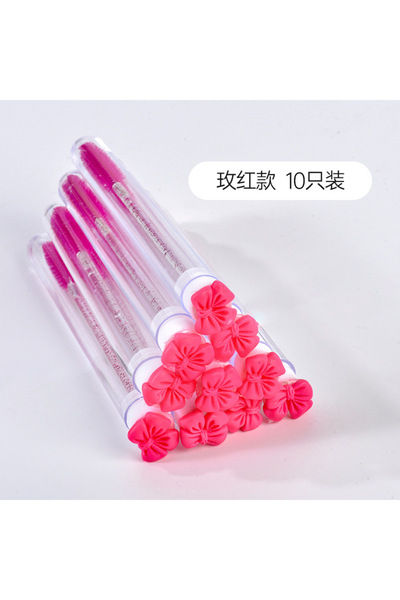 Choice1 Rose Red 10pcs Bow-Shaped Mascara Tube Brush Set with Protective Case...