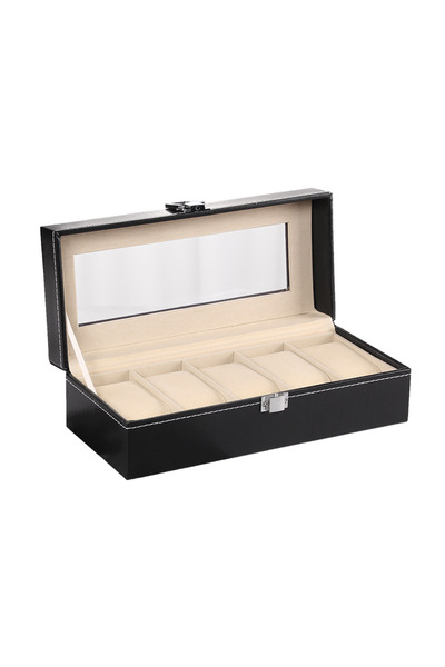 Choice 5 Grids VANSIHO 2/3/4/5/6/10/12 Slots Glass Window PU Watch Box black ...