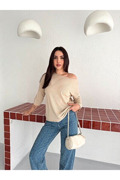 LA POMME Basic Regular Wide Collar Knitwear Blouse Lp77002