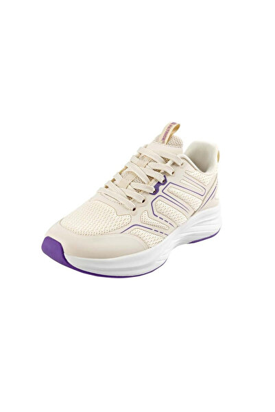 Patrick By Styli Beige Mesh Lace-Up Sneakers