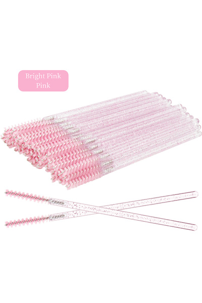 Choice 50pcs crystal Pink 50pcs Disposable Eyelash Brush Crystal Eyebrow Comb...