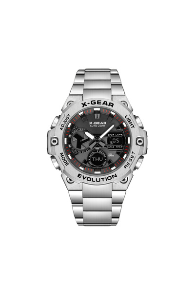 Choice ساعة رجالية متعددة الوظائف من الفولاذ المقاوم للصدأ باللونين الفضي وال...