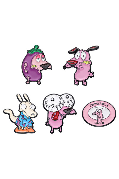 Choice11 دبابيس مينا على شكل كلب وردي كرتوني (XZ9487-XZ9491) - دبابيس أنمي لط...