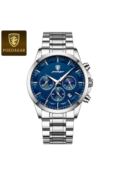 choice2 ساعة يد رجالية أنيقة من الفضة عيار 928، مقاومة للماء، مضيئة، مصنوعة م...