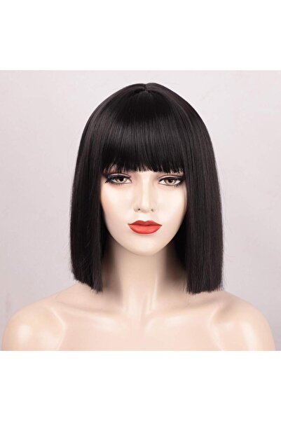 Choice شعر مستعار أسود قصير بوب مع غرة، مقاس واحد، للنساء، شعر مستعار بوب مست...