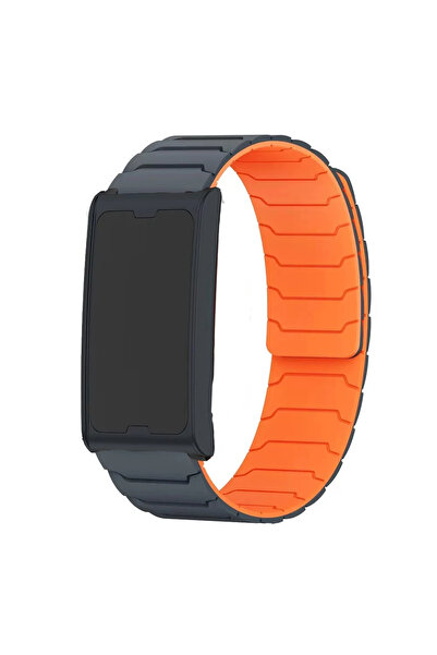 Choice8 سوار سيليكون مغناطيسي رمادي برتقالي بديل لسوار ساعة أمازفيت هيليو الر...