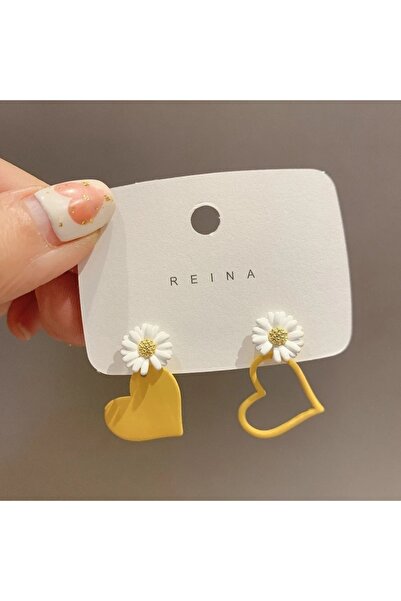 Choice S1033-Y Small Fresh Asymmetric Daisy Love Earrings Super Fairy Forest ...