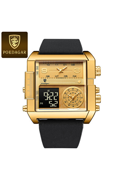 Choice1 ساعة يد رجالية فاخرة من الذهب عيار 997، سوداء اللون، مقاومة للماء، مض...