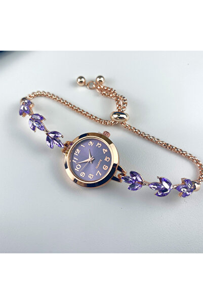 Choice5 علبة دائرية من سبيكة معدنية بنفسجية اللون، مينا كلاسيكي بأرقام عربية،...