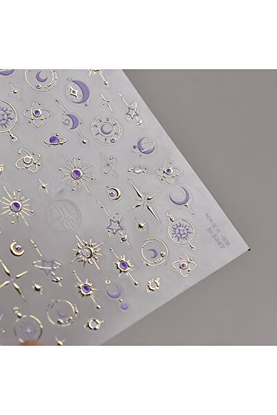 Choice34 ملصق أظافر معدني ذهبي وفضي قطعة واحدة، بتصميم كلاسيكي داكن، متقاطع، ...