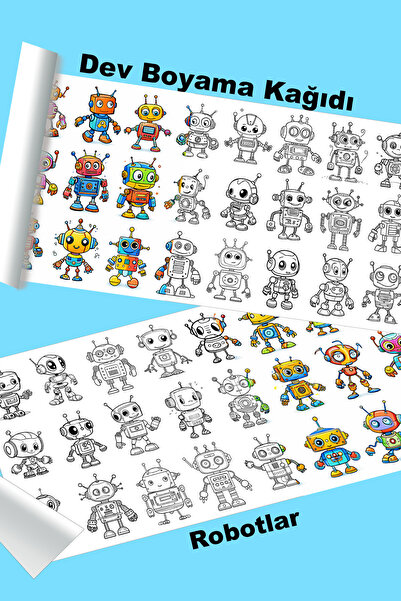 metafortoys Robotlar Dev Boyama Kağıdı 2.5 metre x 62 cm Kağıt Aktivite Rulosu