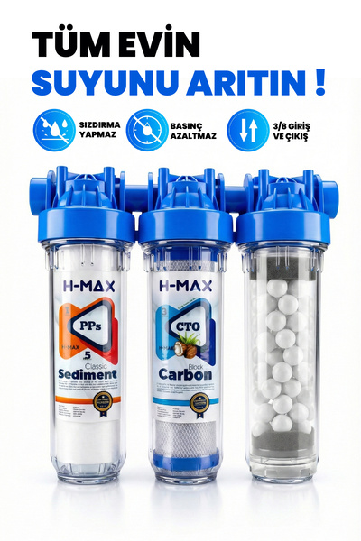 H-MAX Reverse Osmosis System 3'lü Bina Girişi Daire Sayaç Girişli Silifoz Fil...