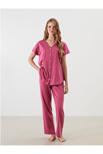 LC Waikiki V-Neck Polka Dot Maternity Pajama Set