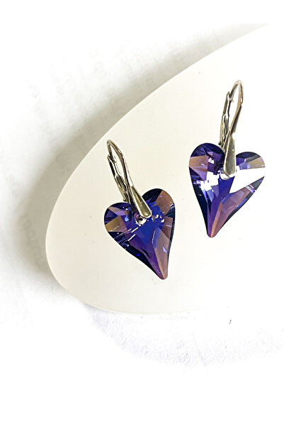 atellier47 925 silver earrings with purple Swarovski crystal tanzanite-northe...