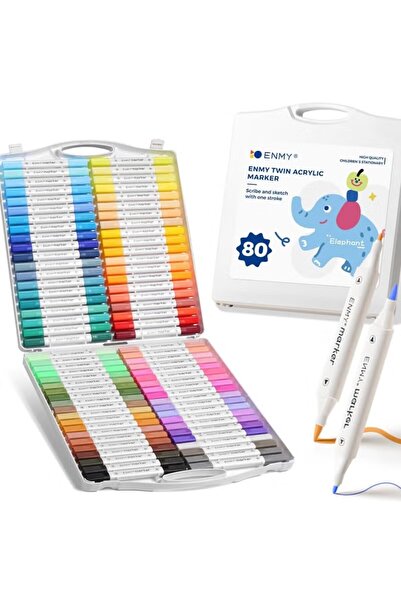 ENMY 80-Color Dual-Tip Acrylic Paint Markers, Water-Based, Quick-Dry, Portabl...