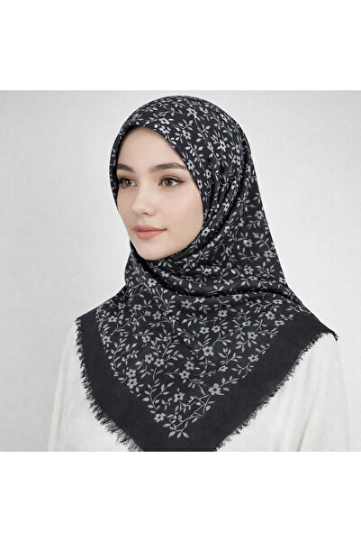 Sinem Emprime Koton Scarf - Black / White-6291-11