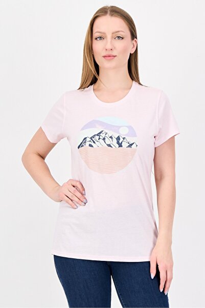 Mountain And Isles Women Round Neck Short Sleeve Graphic Print T-Shirts, Ligh...