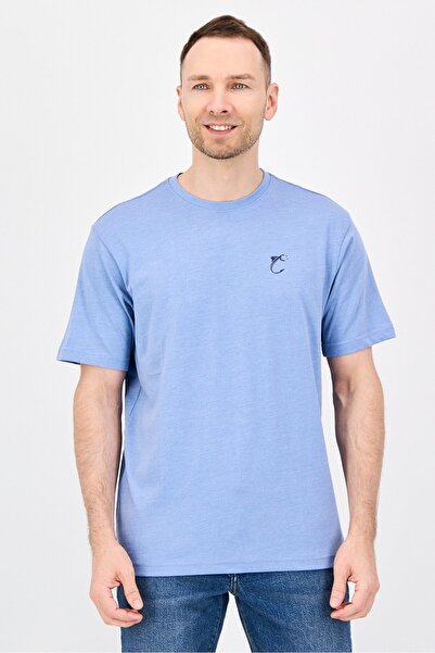 Mountain And Isles Men Crew Neck Short Sleeve Brand Logo T-Shirts, Slate Blue