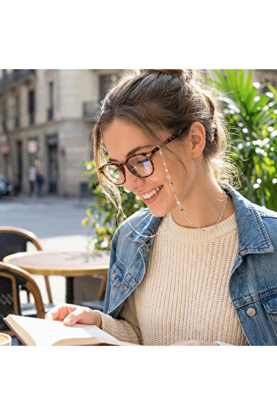 Crystal Atelier سلسلة نظارات على شكل نجمة من الفولاذ باللون الفضي للنساء Y2K