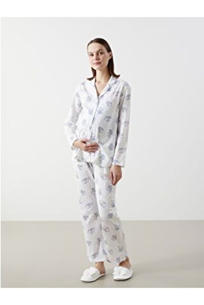 LC Waikiki Shirt Collar Patterned Maternity Pajamas Set