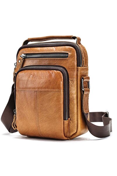 JERMYN'S Men's messenger bag, genuine leather, Kansas, brown