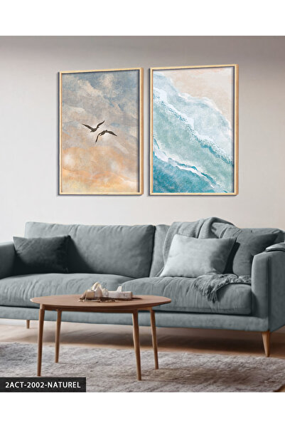 Evinemoda Cerul și plaja 2 piese Tablou înrămat în lemn ACT