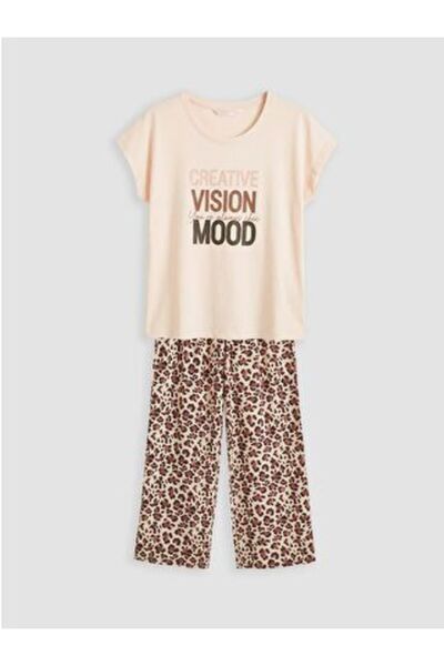 LC Waikiki Crew Neck Printed Women's Pajamas Set