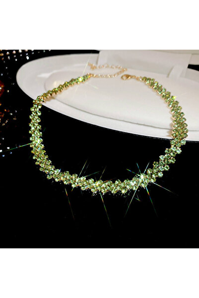 Choice6 green Luxury Shiny Full Rhinestone Choker Necklace for Women Personal...