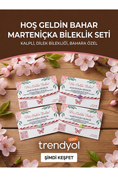 Esepix 4'lü Set Hoş Geldin Bahar Kartlı Marteniçka Bileklik - Renkli Kalp Fig...