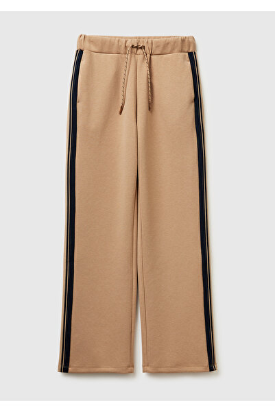 United Colors of Benetton Women's Beige Cotton and Modal Blend Straight-Leg S...