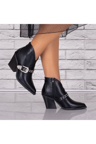 ALI Women's Black Ankle Boots Made of Efora Ecological Leather, 41