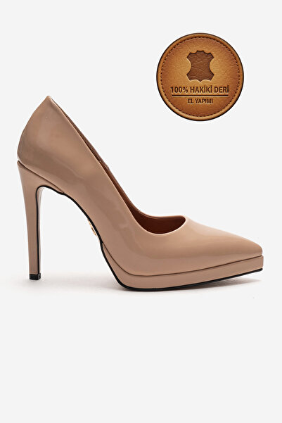 Ayakkabı Ateşi حذاء نسائي من الجلد الطبيعي بكعب عالٍ ونعل سميك من الجلد اللام...