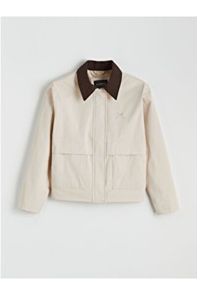 LC Waikiki Corduroy Collar Embroidered Girls' Coat