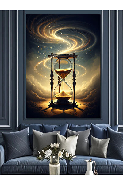 Artmeg Işıltılı Kum Saati Zaman Sanatı Dekoratif Kanvas - Mdf Ahşap Tablo
