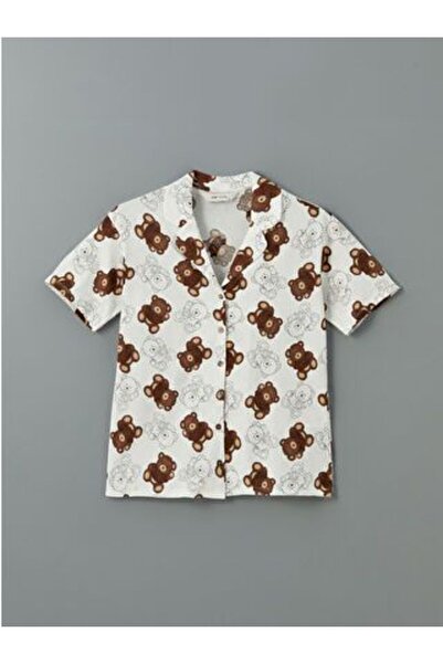 LC Waikiki قميص نوم نسائي مطبوع عليه دب تيدي