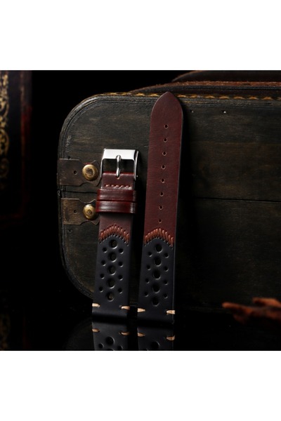 Choice1 20mm Dark Brown Breathable Watchband Strap Oil Wax Genuine Leather Br...