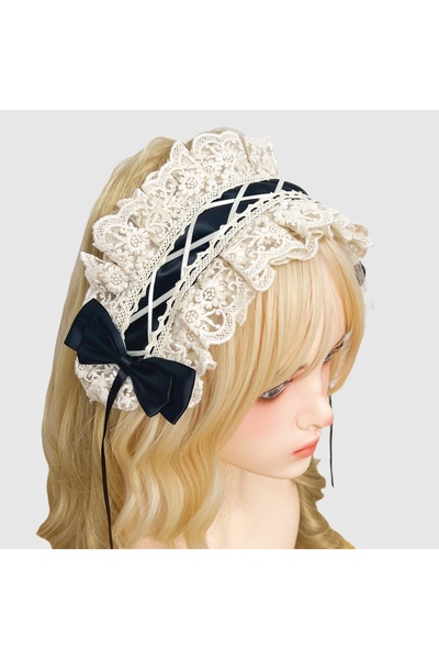 Choice1 ربطة شعر لطيفة وجميلة مزينة بفيونكة من دانتيل ، مناسبة لزي خادمة لولي...