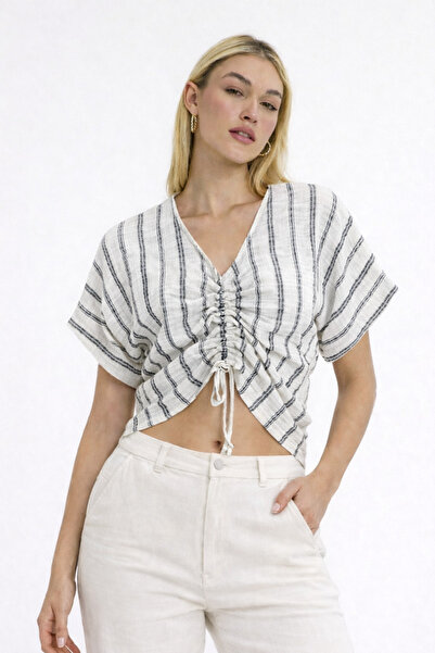 Heaven Ephesus Muslin Blouse-Muslin Crop-Drawstring Crop-1185